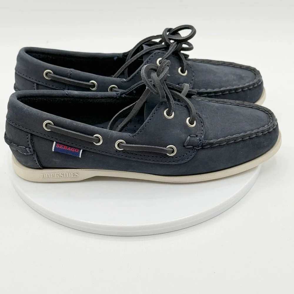 Sebago Docksides Boat Shoes‎ Size 5 Womens Jacqueline Navy Nubuck NEW